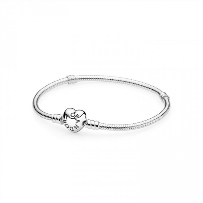 Pandora Jewelry Silver Charm Bracelet with Heart Clasp 590719