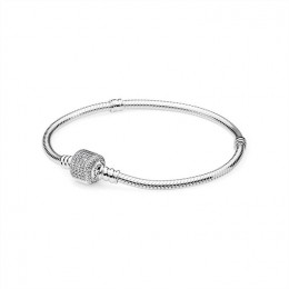 Pandora Jewelry Sterling Silver Bracelet w Signature Clasp-Clear CZ 590723CZ