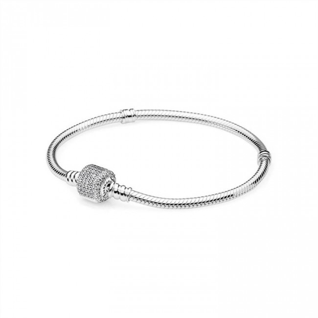 Pandora Jewelry Sterling Silver Bracelet w Signature Clasp-Clear CZ 590723CZ