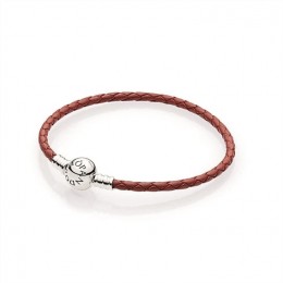 Pandora Jewelry Red Braided Leather Charm Bracelet 590745CRD-S