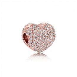 Pandora Jewelry Pave Open My Heart Clip-Pandora Jewelry Rose & Clear CZ 781427CZ