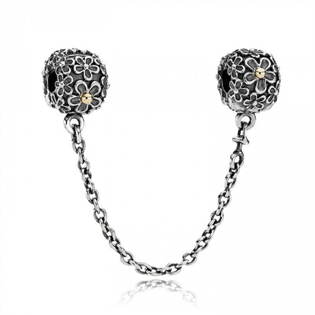Pandora Jewelry Two-toned Floral Safety Chain-Pandora Jewelry 790864