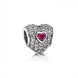 Pandora Jewelry In My Heart Charm-Clear CZ & Synthetic Ruby 791168SRU