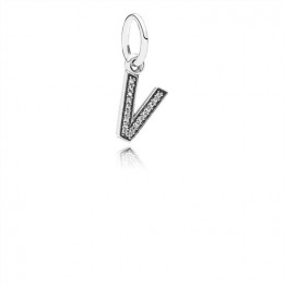 Pandora Jewelry Letter V Zirconia & Silver Hanging Charm 791334CZ