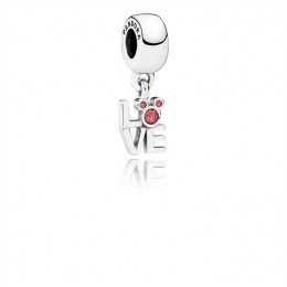 Pandora Jewelry Disney Mickey LOVE silver dangle with red cubic zirconia 791448CZR