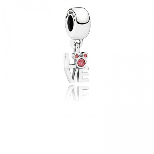 Pandora Jewelry Disney Mickey LOVE silver dangle with red cubic zirconia 791448CZR