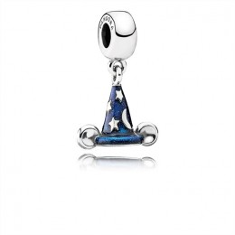 Pandora Jewelry Disney Mickey sorcerer hat silver dangle with blue enamel 791466EN64