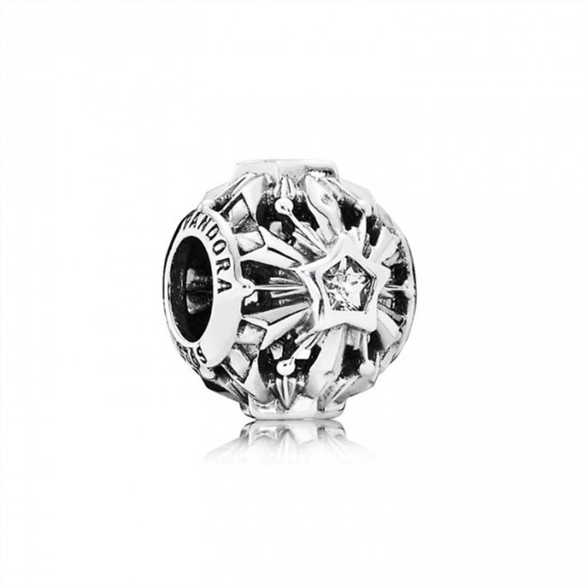 Pandora Jewelry Disney Frozen Snowflake Openwork Silver Charm With Cubic Zirconia