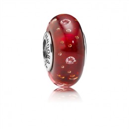 Pandora Jewelry Red Effervescence Charm-Murano Glass & Clear CZ 791631CZ
