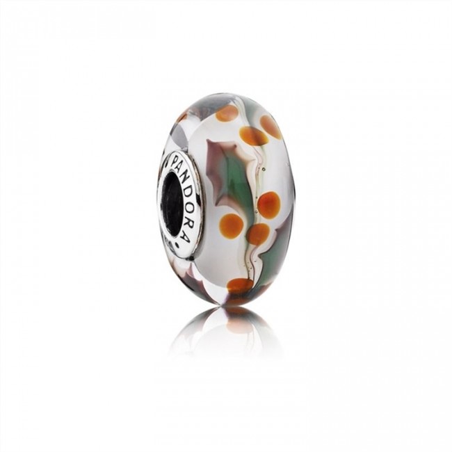 Pandora Jewelry Christmas Holly Charm-Murano Glass 791647