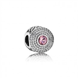 Pandora Jewelry Abstract Silver Charm With Blush Pink Crystal And Clear Cubic Zirconia