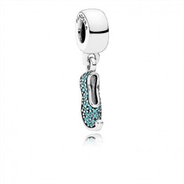 Pandora Jewelry Disney-Jasmine's Sparkling Slipper Dangle Charm-Teal CZ 791790MCZ