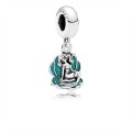 Pandora Jewelry Disney-Ariel & Sea Shell Dangle Charm-Glittery Seafoam Green Enamel