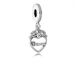 Pandora Jewelry Princess Crown Heart Dangle Charm-Clear CZ 791962CZ