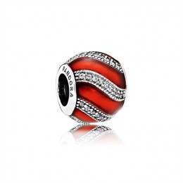 Pandora Jewelry Adornment Charm-Translucent Red Enamel & Clear CZ 791991EN07