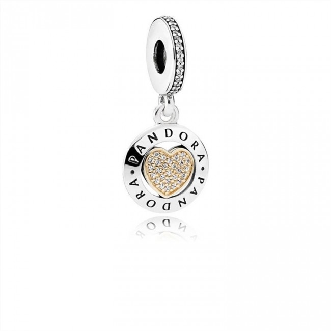 Pandora Jewelry Signature Heart Dangle Charm-Clear CZ 792082CZ