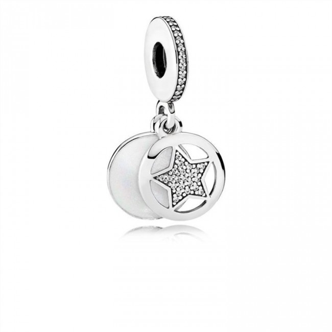 Pandora Jewelry Friendship Star Dangle Charm-Silver Enamel & Clear CZ 792148EN23