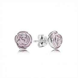 Pandora Jewelry Pink Rose Garden Silver Stud Earrings-Pandora Jewelry 290554EN40