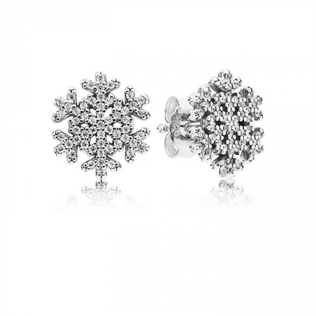 Pandora Jewelry Snowflake Stud Earrings-Clear CZ 290589CZ