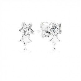 Pandora Jewelry Twin star silver stud earrings with clear cubic zirconia 290598CZ