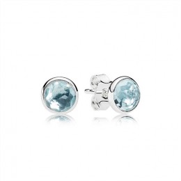 Pandora Jewelry March Droplets Stud Earrings-Aqua Blue Crystal 290738NAB