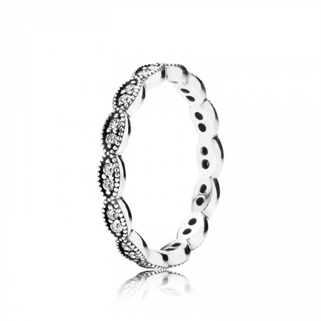 Pandora Jewelry Sparkling Leaves Stackable Ring-Clear CZ 190923CZ
