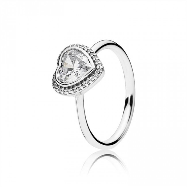 Pandora Jewelry Sparkling Love Heart Ring-Clear CZ 190929CZ