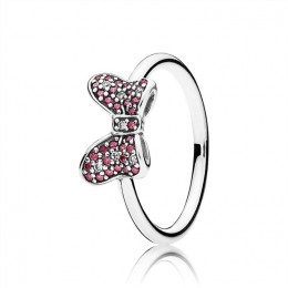 Pandora Jewelry Disney-Minnie's Sparkling Bow Ring-Red & Clear CZ 190956CZR