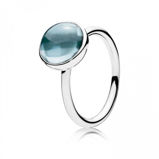 Pandora Jewelry Poetic Droplet Ring-Aqua Blue Crystal 190982NAB
